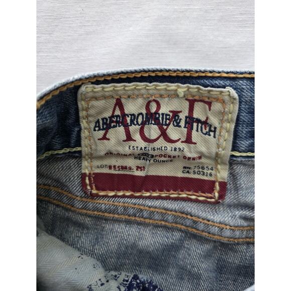 VTG Y2K Abercrombie Fitch Jeans Mens 34x32 Saranac Boot cut Distressed Grunge - Picture 8 of 14